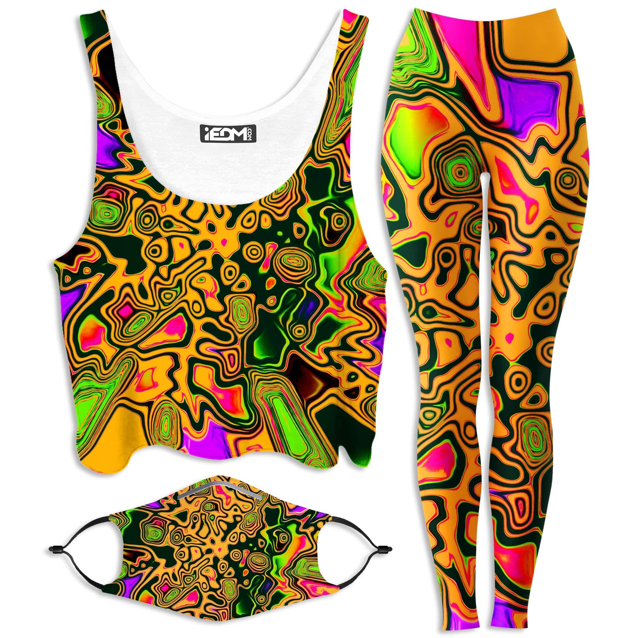 Splash Of The 90s Crop Top and Leggings with PM 2.5 Face Mask Combo