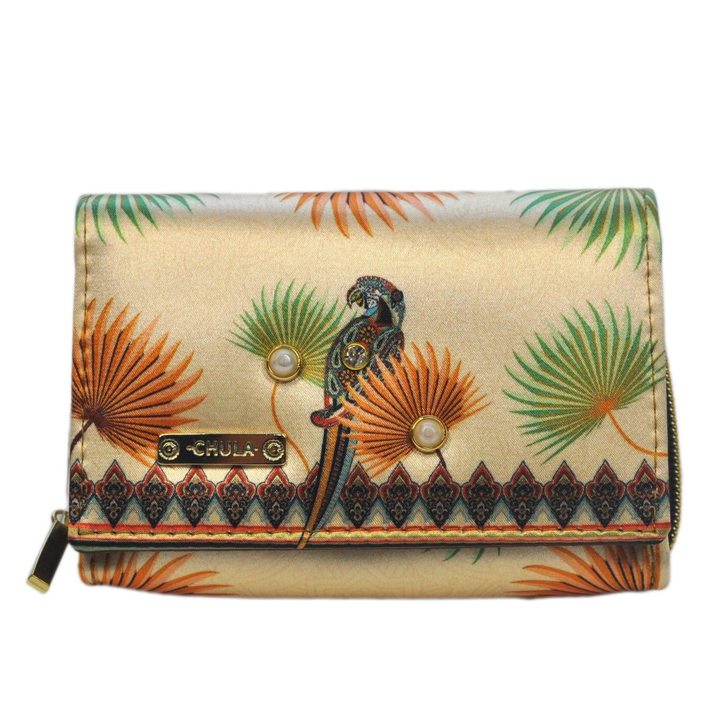 Cartera Mediana para Mujer Dalia Loro Celestial Aves Cuero Vegano | CHULA Tulum