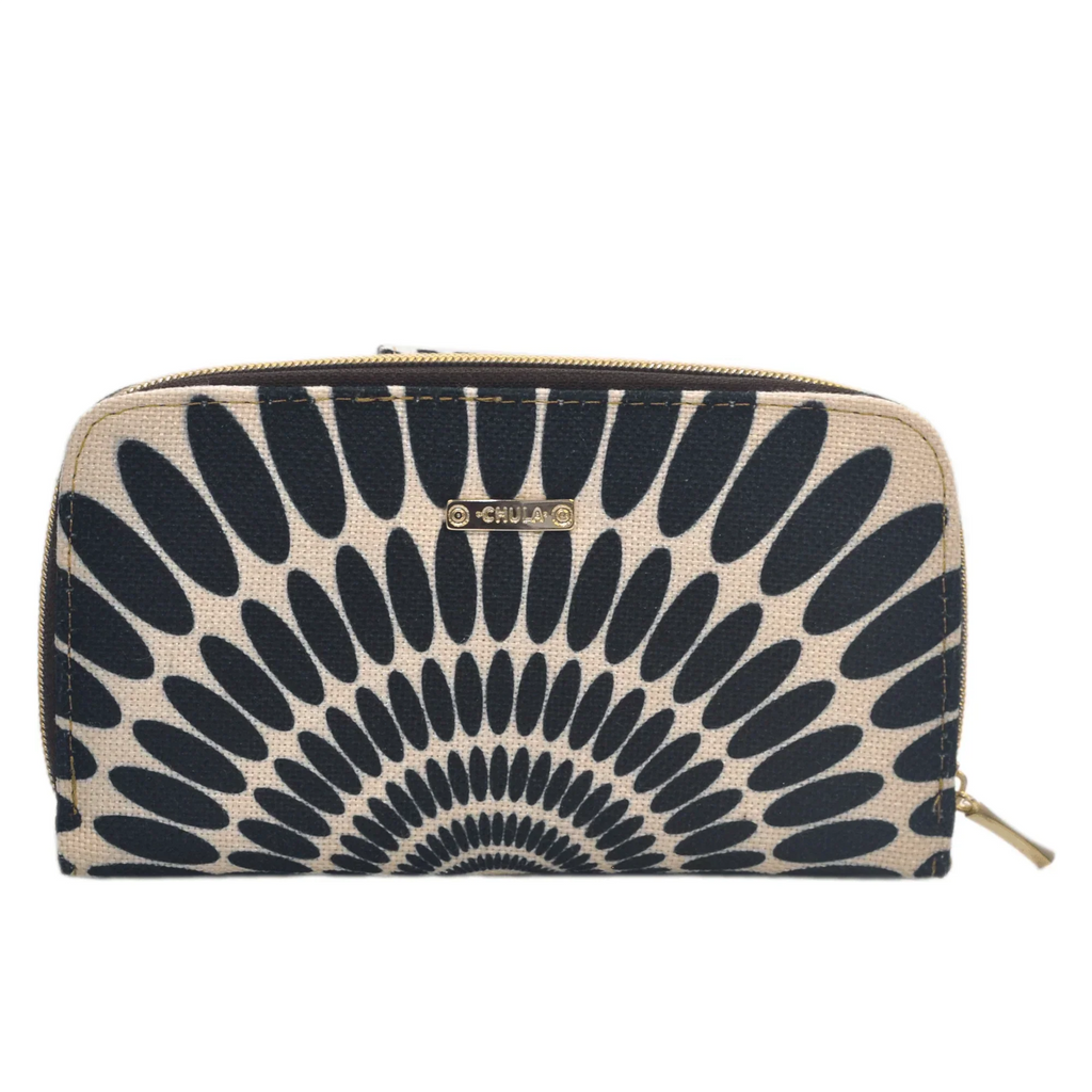 Billetera de mujer grande Colette Pétalos negros | CHULA Tulum