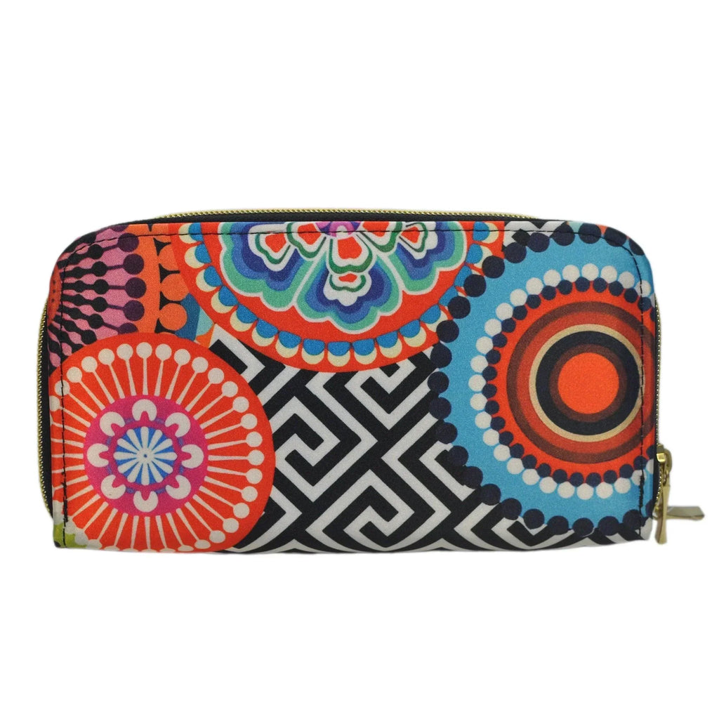 Billetera grande de mujer con doble cremallera Círculos | CHULA Tulum