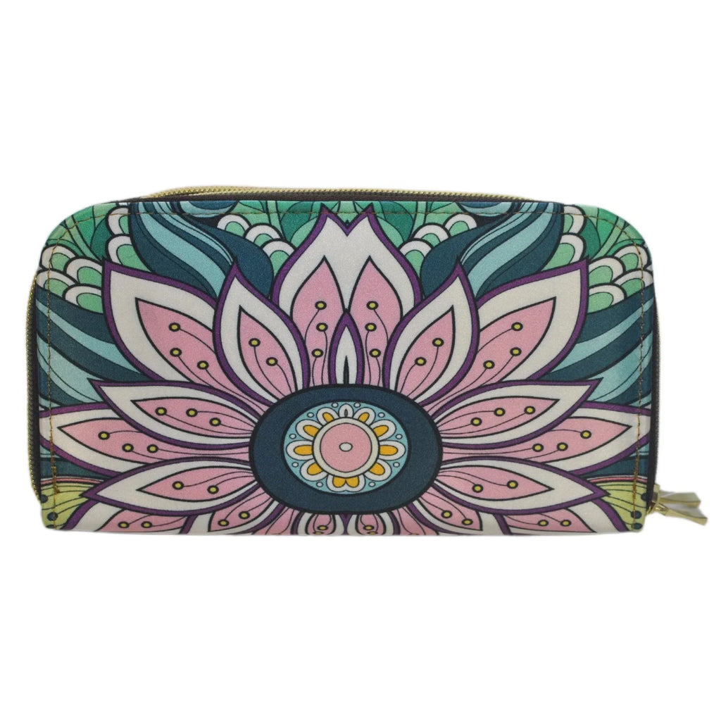Billetera grande de mujer con doble cremallera Flor de Amor | CHULA Tulum