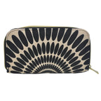 Billetera grande de mujer con doble cremallera Pétalos negros | CHULA Tulum