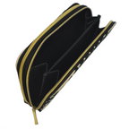 Billetera grande de mujer con doble cremallera Pétalos negros | CHULA Tulum