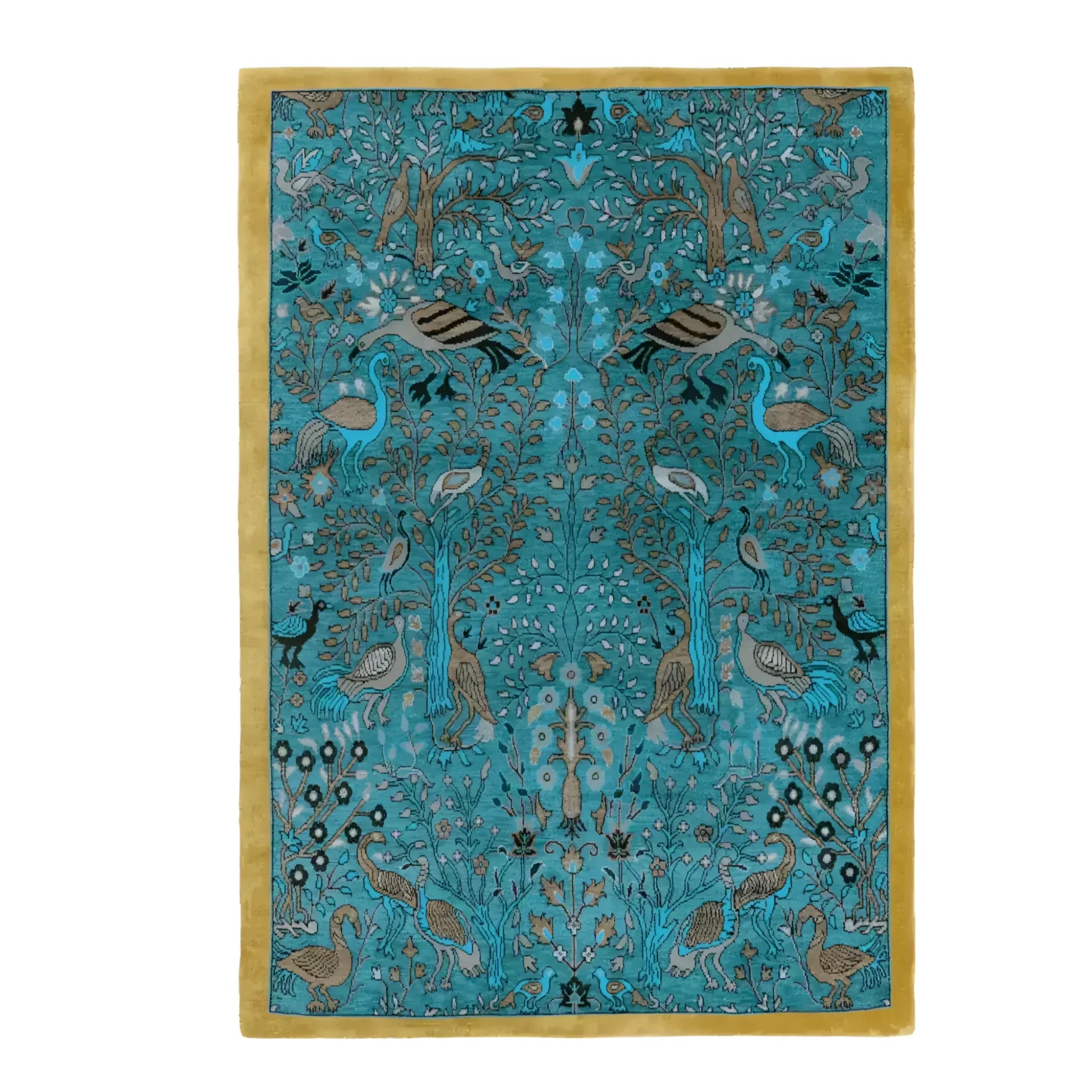 Birds of Paradise Traditional Hand Tufted Wool Rug - Blue