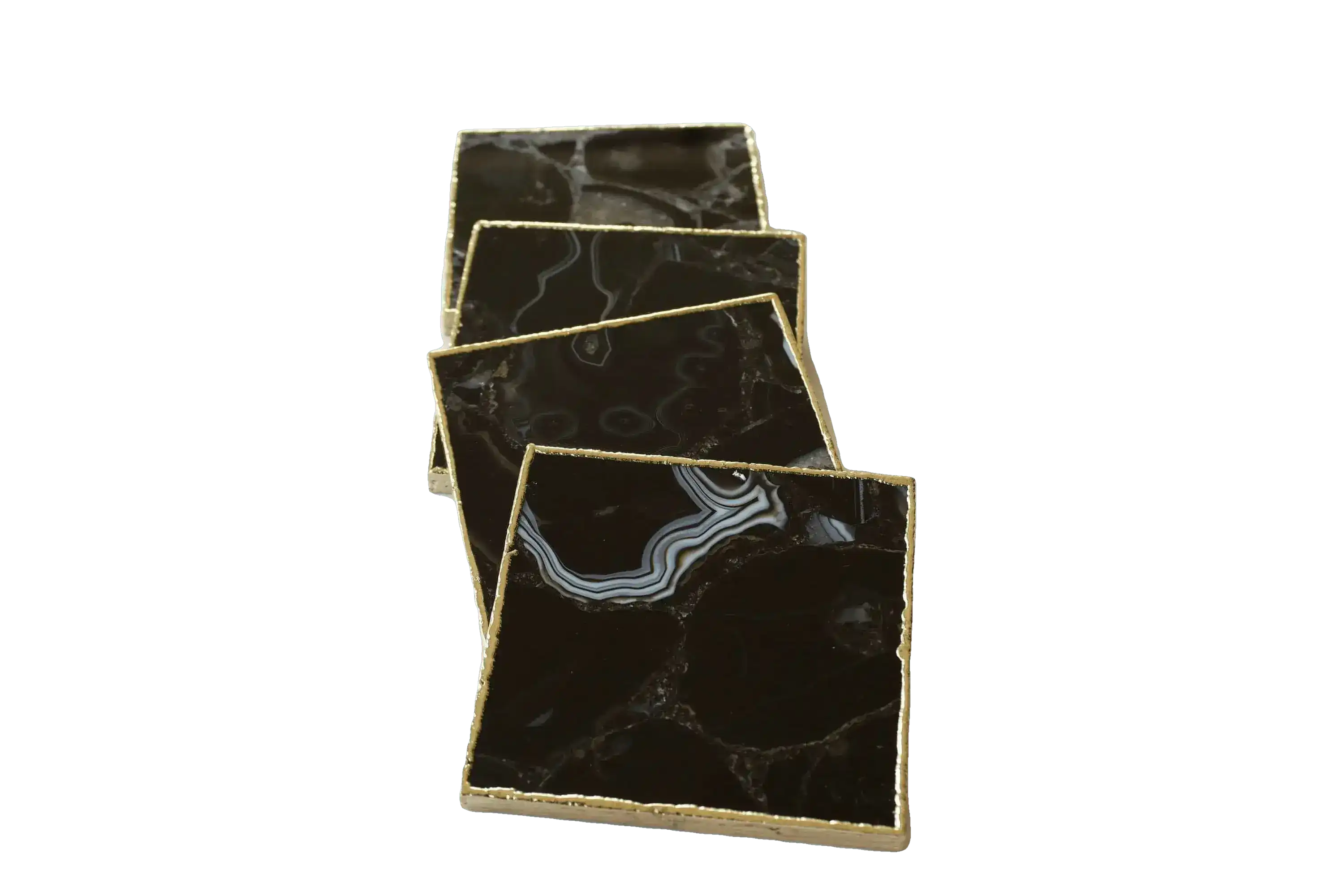 Black Agate Coasters - Set of 4