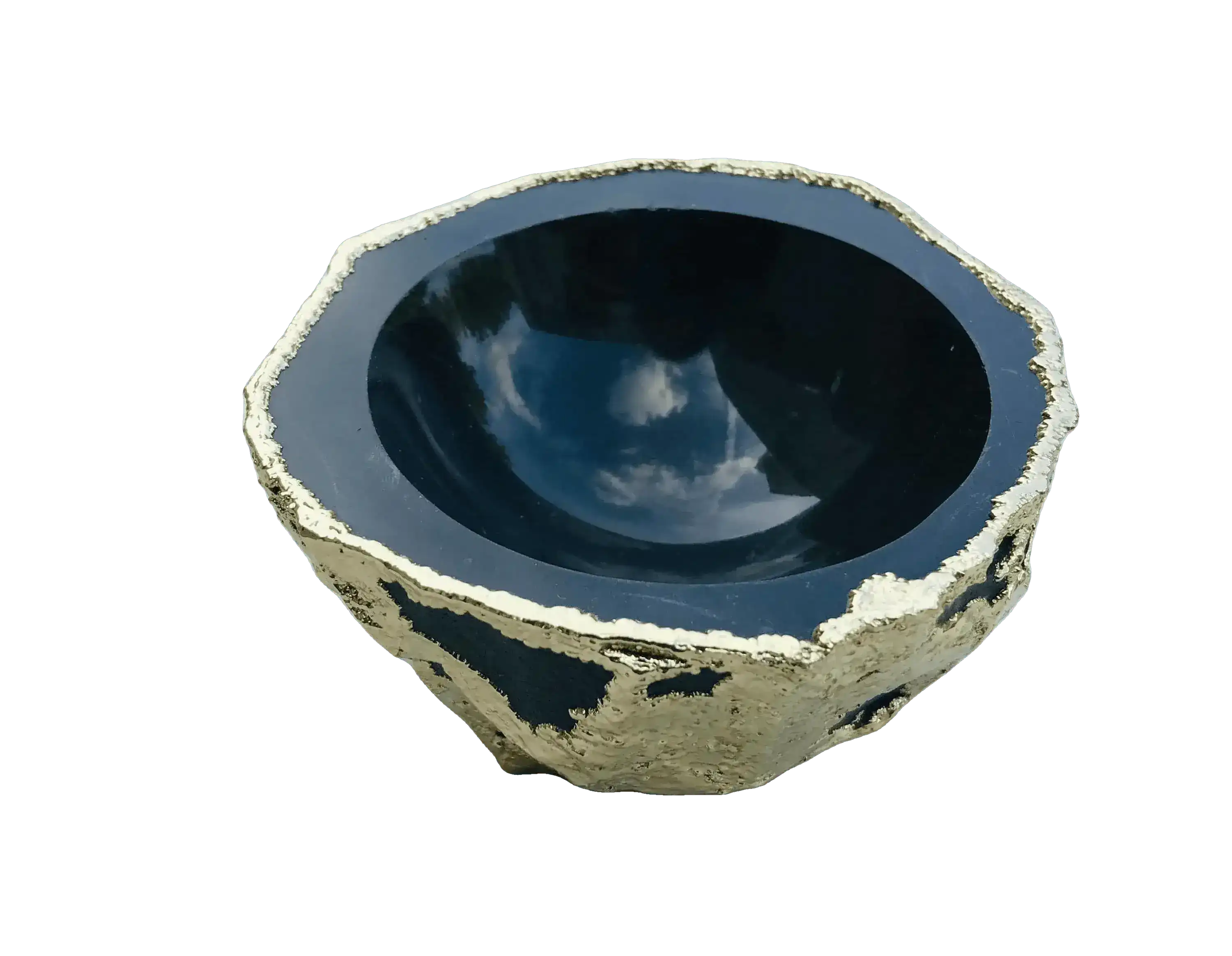 Black Agate Geode Jewelry Bowl