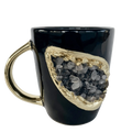 Black and Gold Amethyst Crystal Ceramic Mug with Gold Handle