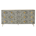 Black and White Chevron Bone Inlay 9 Drawer Sideboard