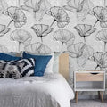 Black and White Poppy Watercolor Wallpaper