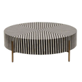 Black and White Stripe Bone Inlay Round Coffee Table