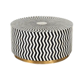 Black and White Zic Zac Bone Inlay Round Coffee Table
