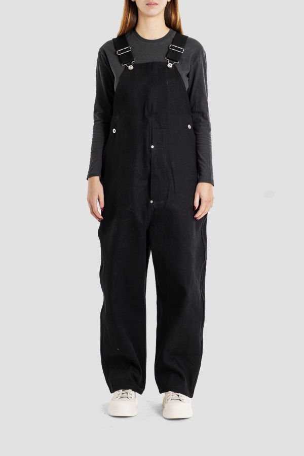 Tuki Cotton Canvas Overalls — Black