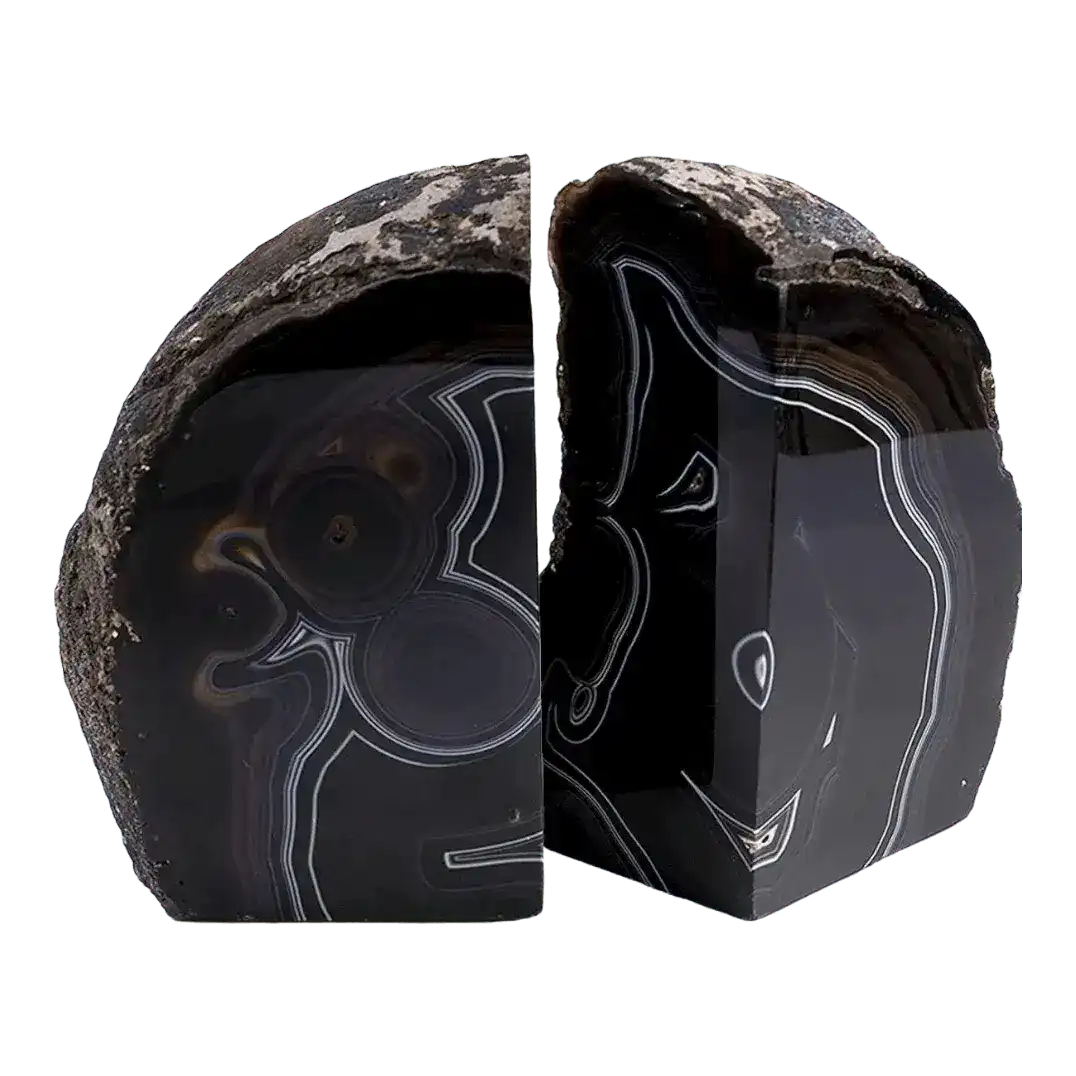 Black Geode Crystal Bookends - Set of 2