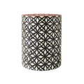 Black Geometric Bone Inlay Drum Side Table