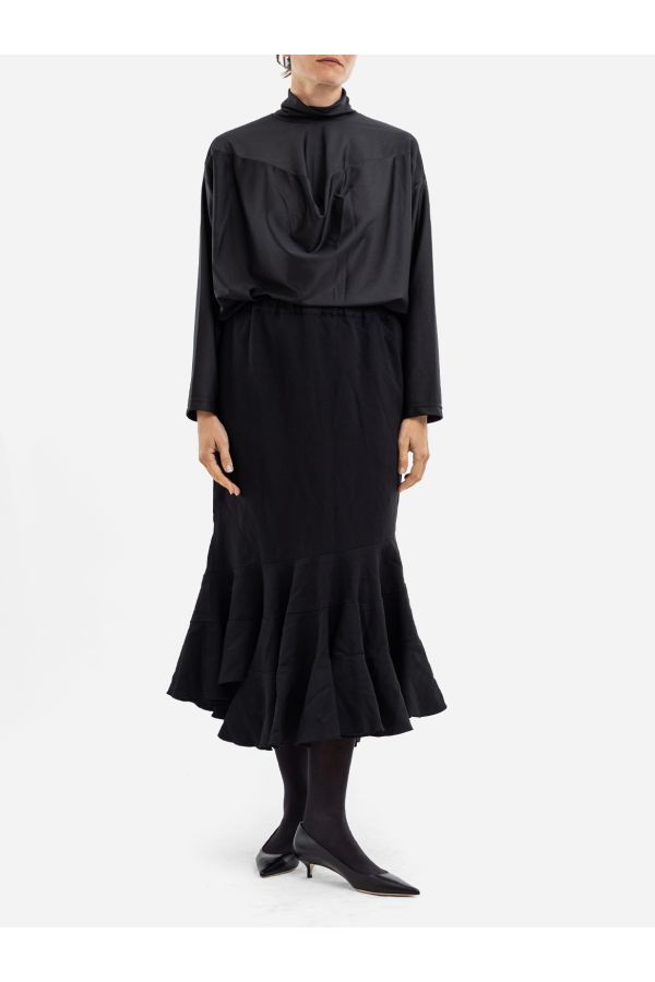 Comme des Garçons Wool and Fluid Hybrid Skirt — Black