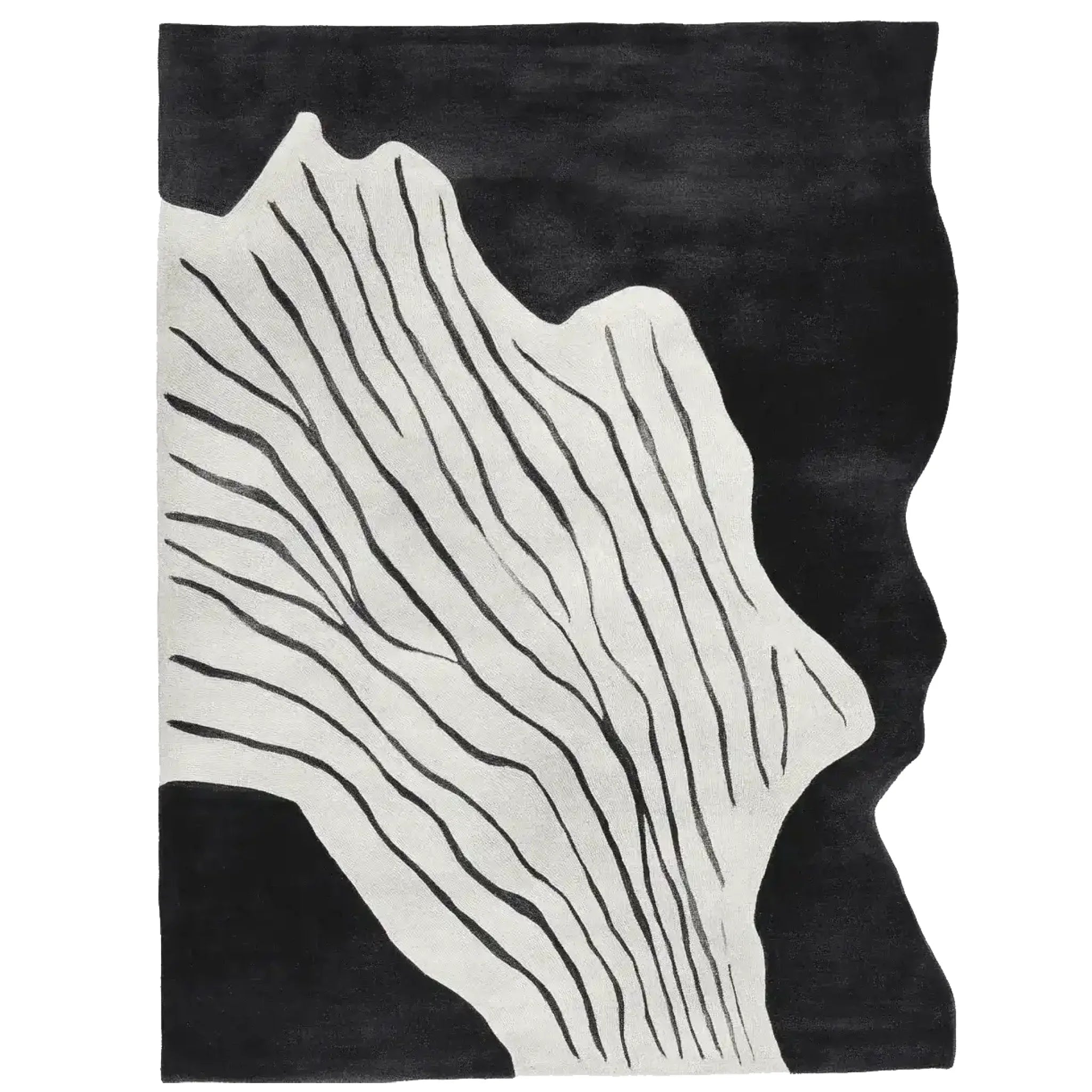Black White Rhythm Hand Tufted Rug