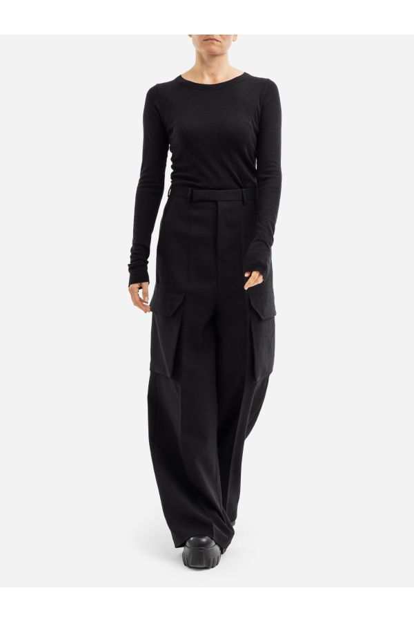 Rick Owens Voluminous High-Waist Cargo Cargo Pants — Black