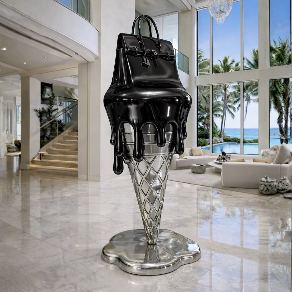 OSO Stainless Steel Molten Icon Sculpture - Height: 72 inch (183 cm) / Black