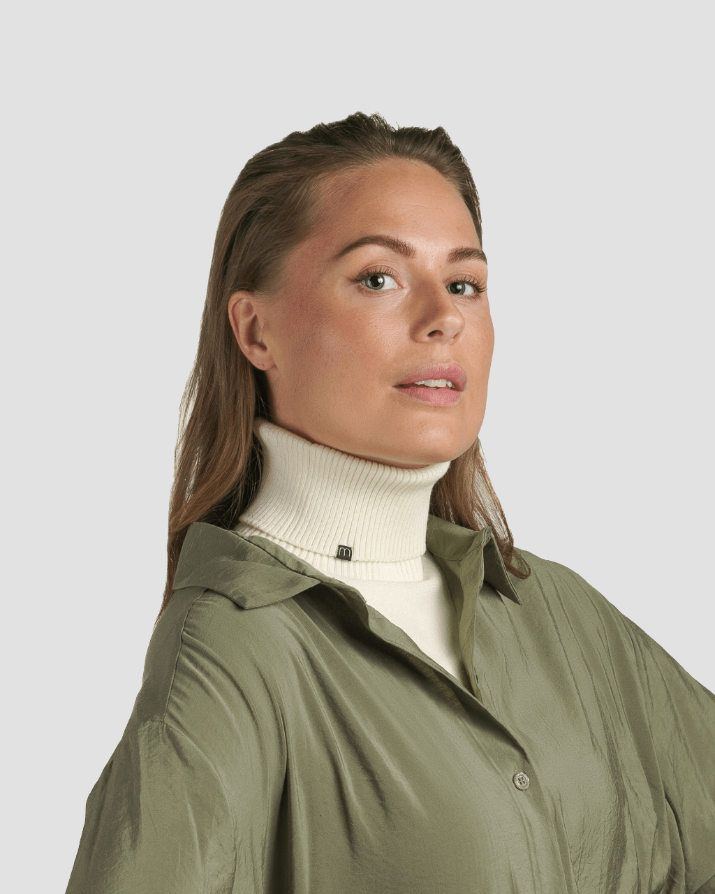 Jersey de cuello vuelto minimo blanco mujer