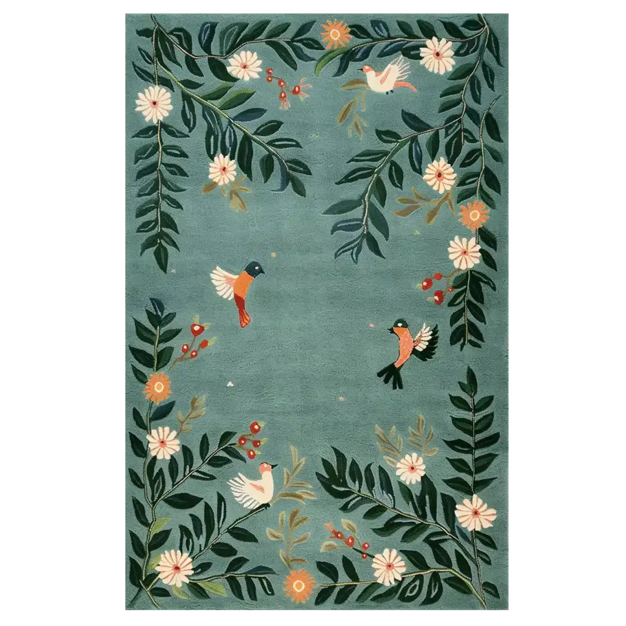 Blossoming Winged Haven Knotted Wool Rug