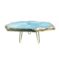 Blue Agate Cake Stand with Brass Legs