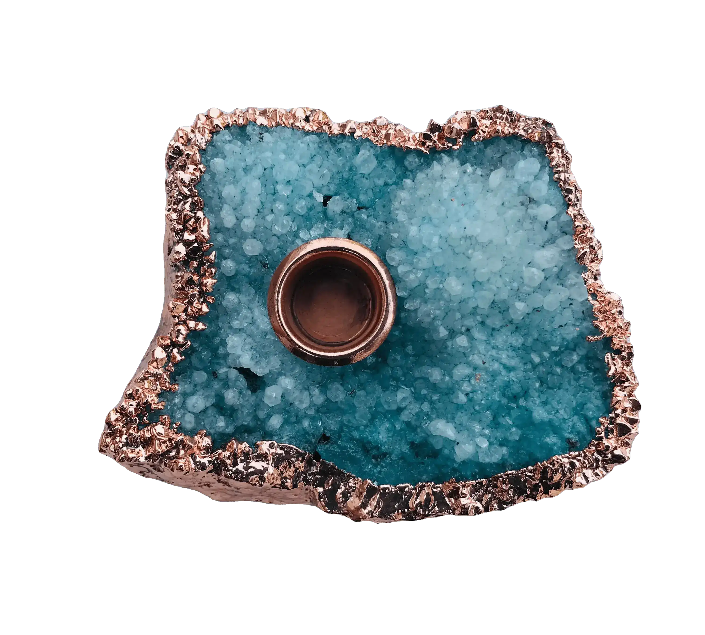 Blue Agate Gemstone Taper Candle Holder