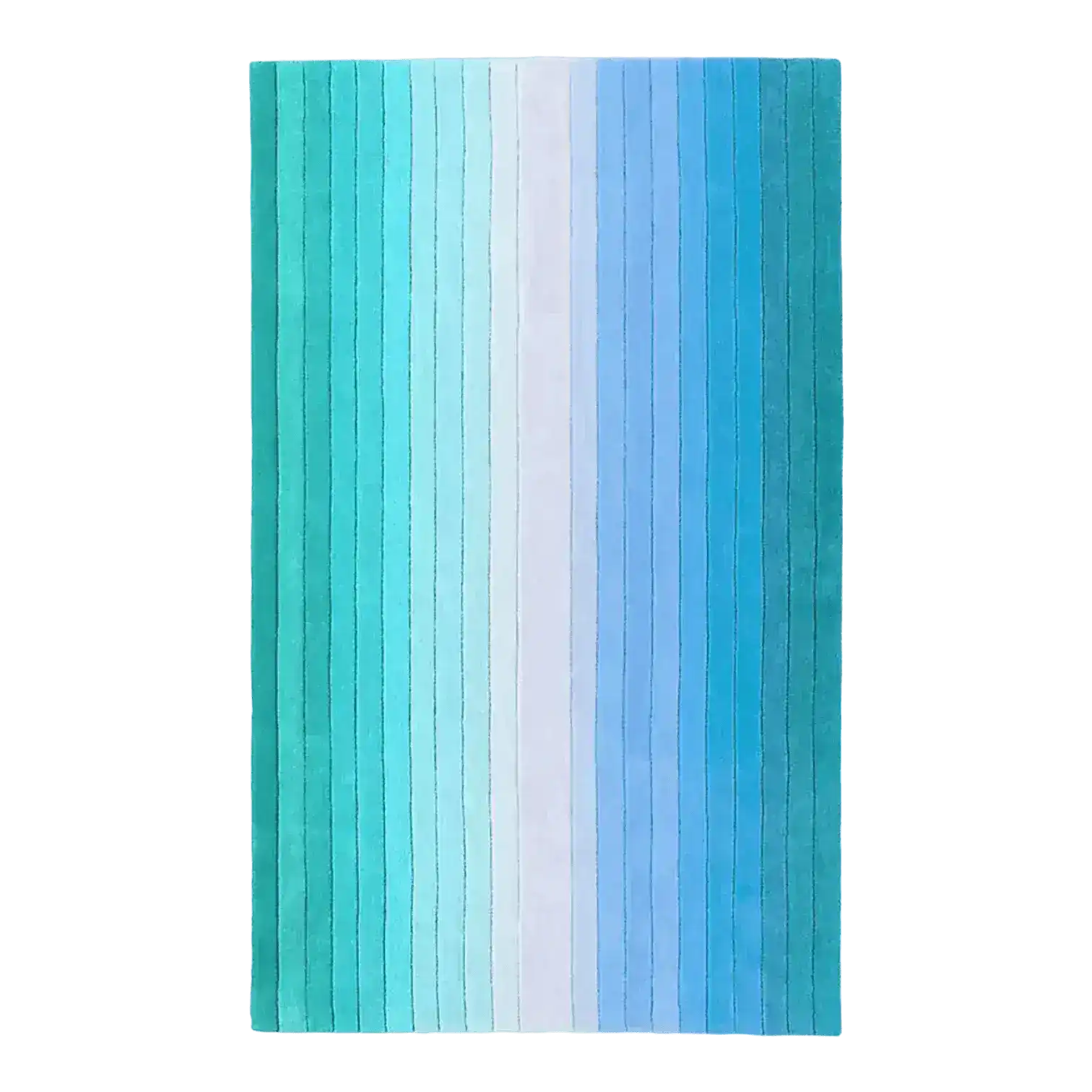 Blue and Green Ombre Stripe Hand Tufted Wool Rug