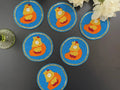 Blue and Orange Hen Round Beaded Coasters