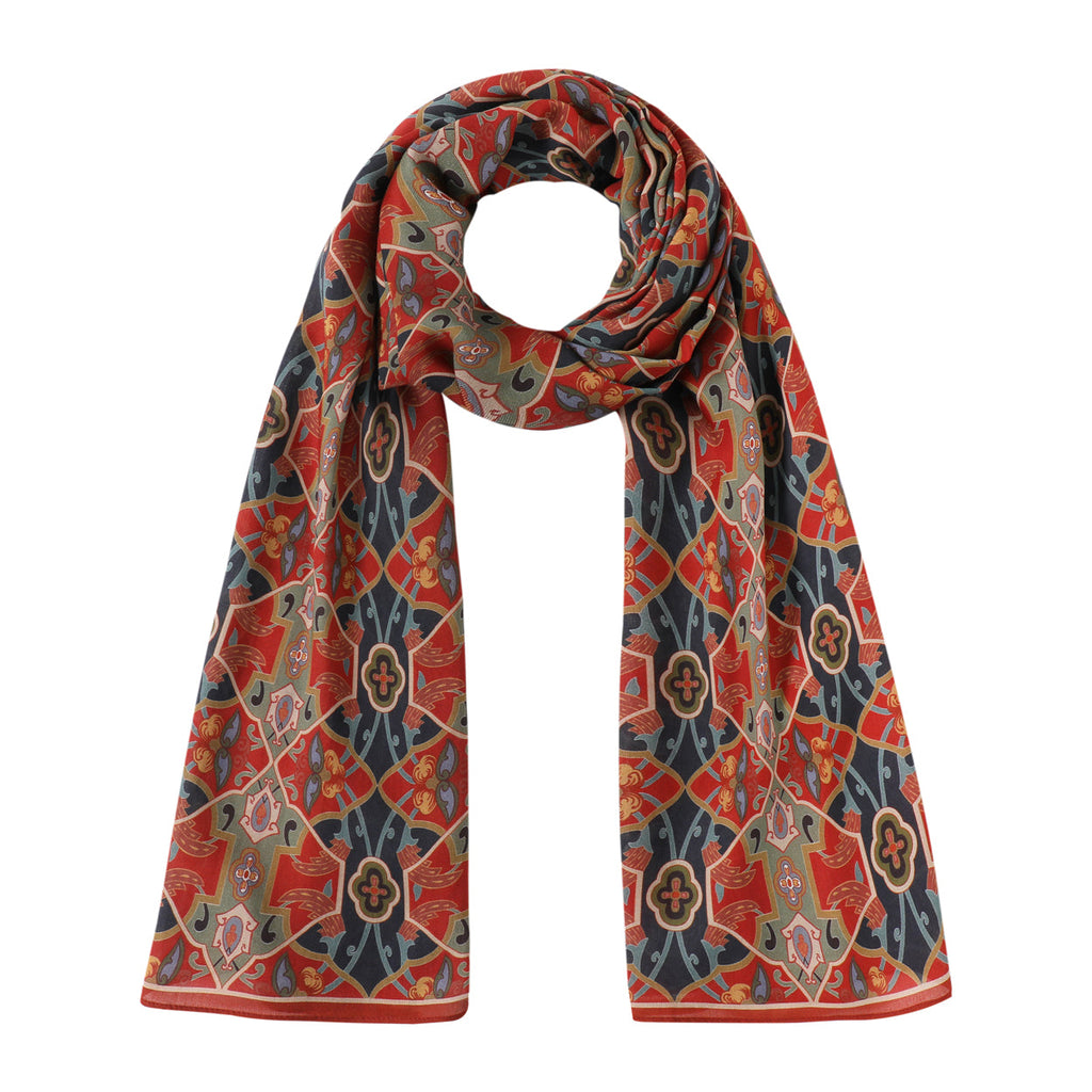 Blue and Red Modal Scarf – Inspired by Turkish Art Rania