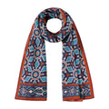Elegant Islamic Art-Inspired Scarf – Navy Blue and Red Geometric Design - Farabi