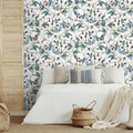 Blue and White Watercolor Botanical Wallpaper