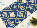 Blue Cream Seashell Bead and Embroidery Table Runner