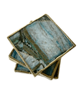 Blue-Green Composite Agate Coasters - Set of 4