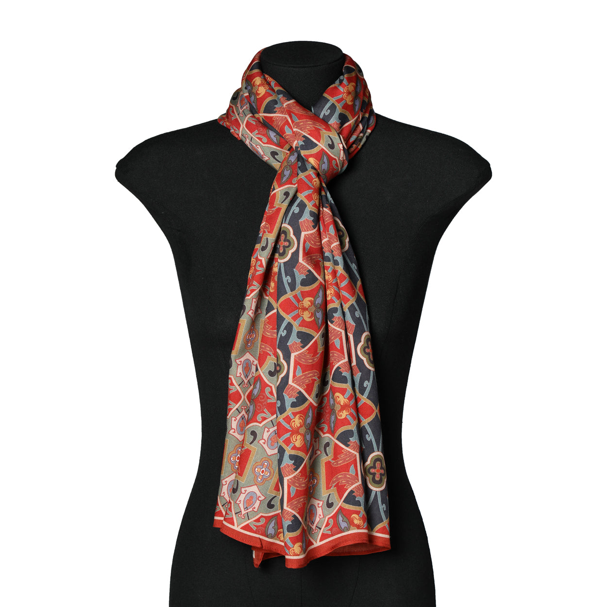 Blue and Red Modal Scarf – Inspired by Turkish Art Rania