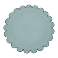 Blue Scalloped Round Jute Rug