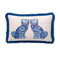 Blue Staffordshire Dog Decorative Pillow Cover with Fringes 12" x 20"