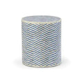 Blue Zic Zag Bone Inlay Round Side Table