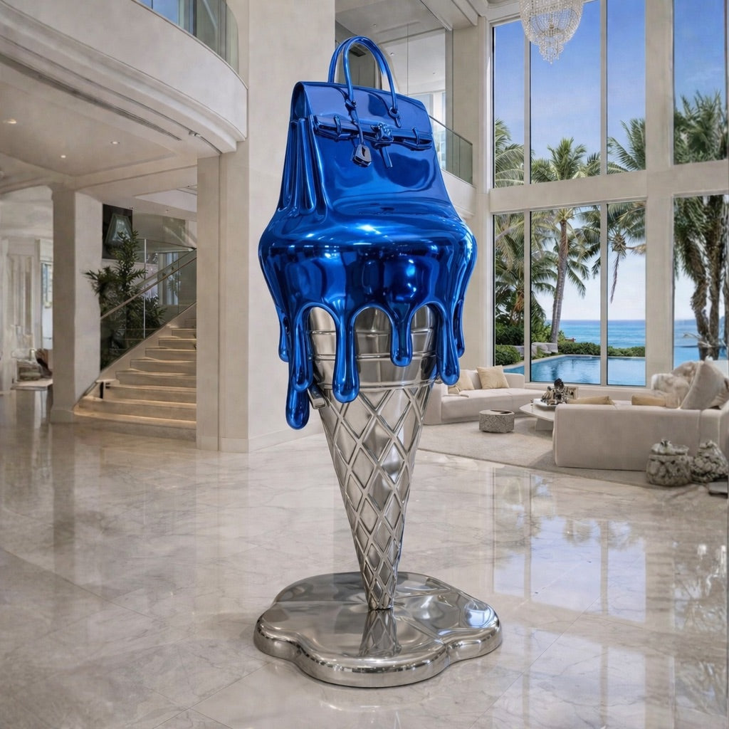 OSO Stainless Steel Molten Icon Sculpture - Height: 108 inch (274 cm) / Blue