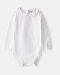Body blanco de manga larga con cuello festoneado