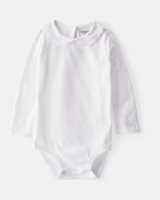 Body blanco de manga larga con cuello festoneado