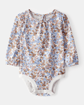 Body de manga larga con estampado floral en algodón suave