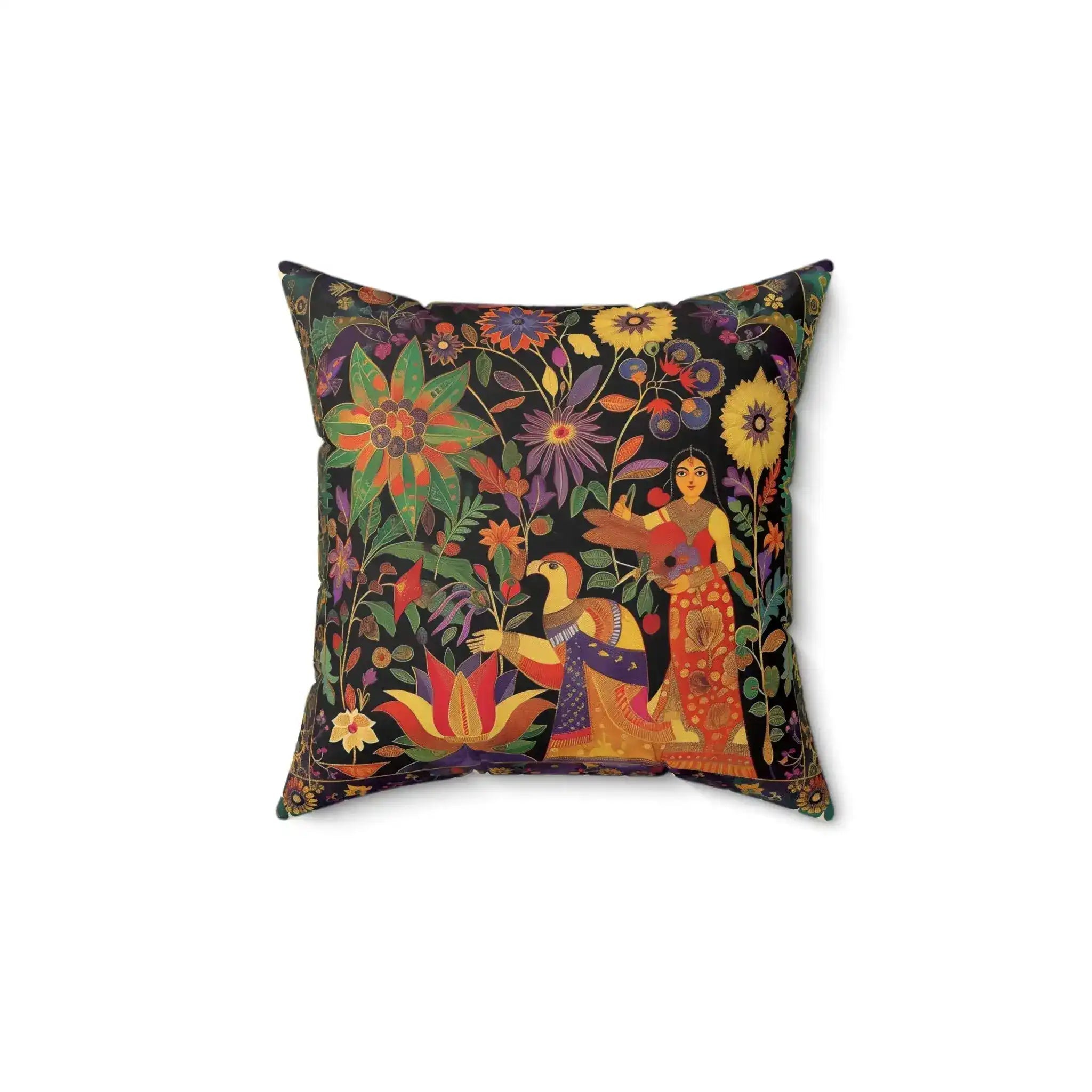 Lovers in Bloom Boho Persian Garden Throw Pillow