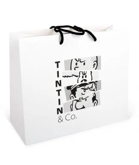 Bolsa De Papel Reciclado TINTÍN & CO B/N - 35x30x14cm