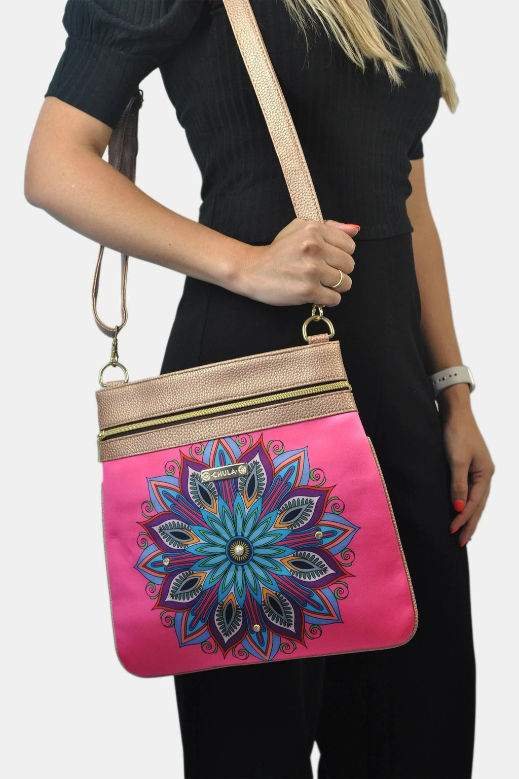 Bolso Bandolera mediano LIA Shoulder Mandala Rosa | CHULA Tulum