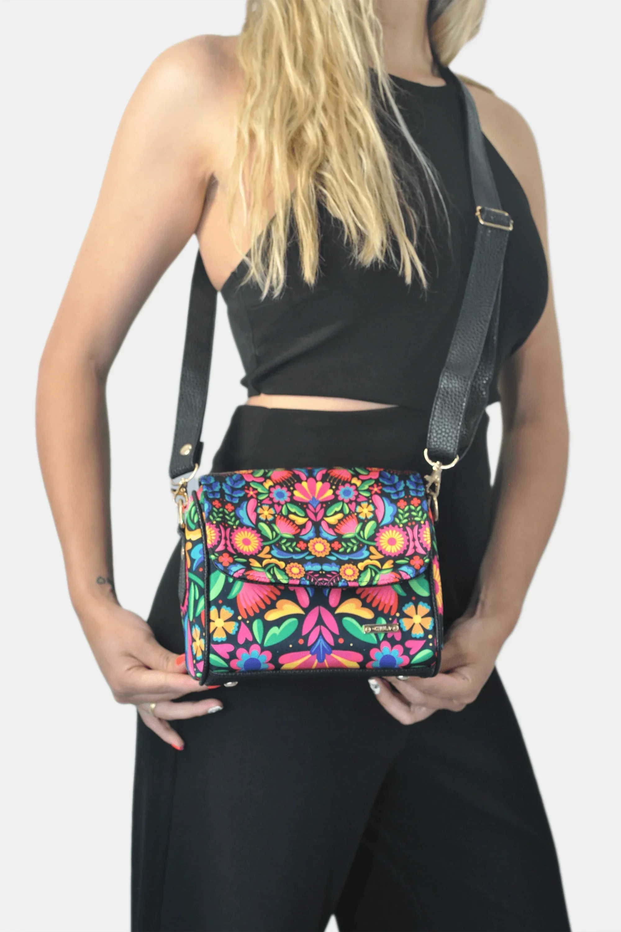 Bolso bandolera pequeño Mini Baúl Flores Étnicas Colorido | CHULA Tulum