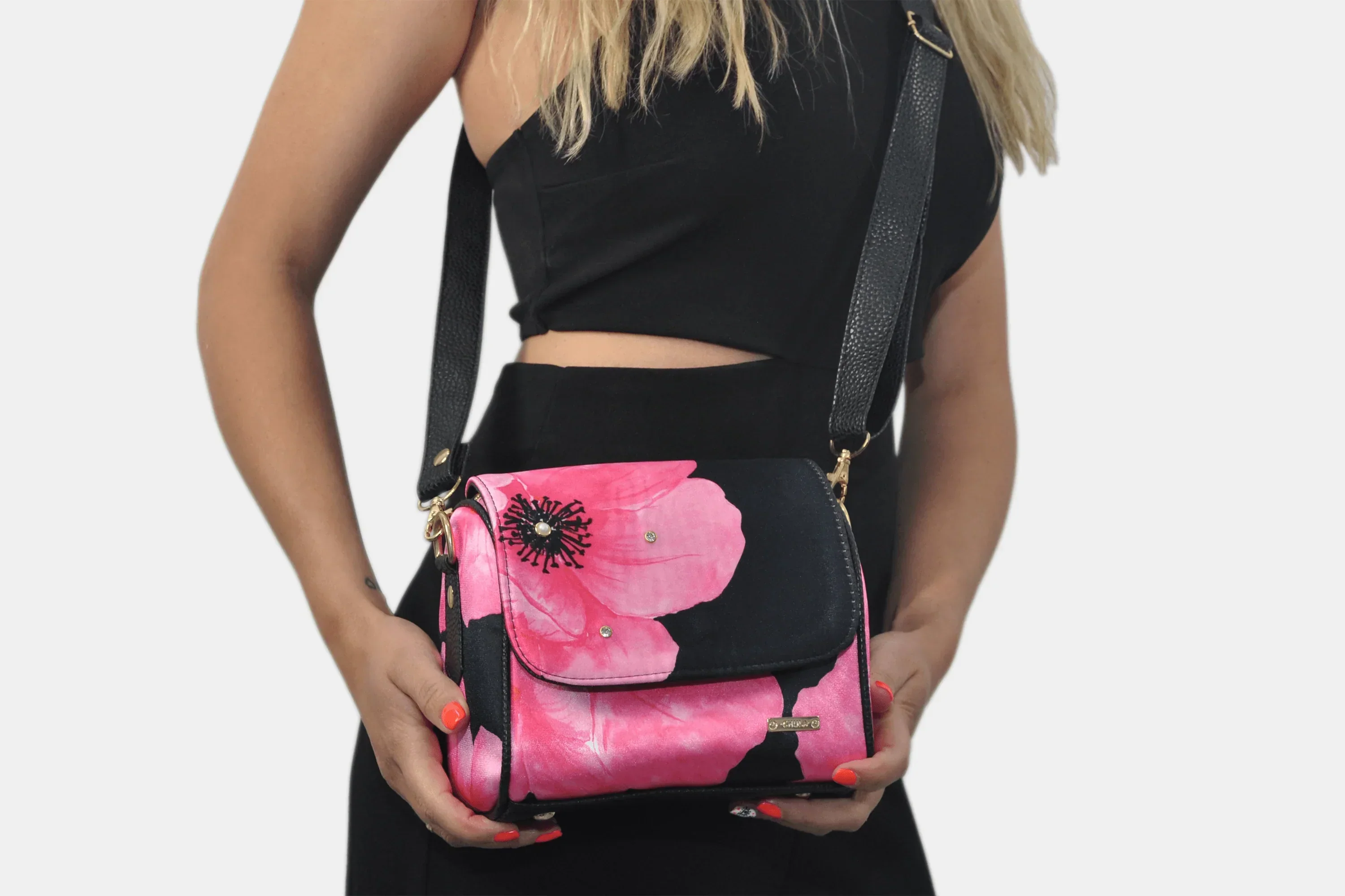 Bolso bandolera pequeño Mini Baúl Hibisco Flor Rosa | CHULA Tulum