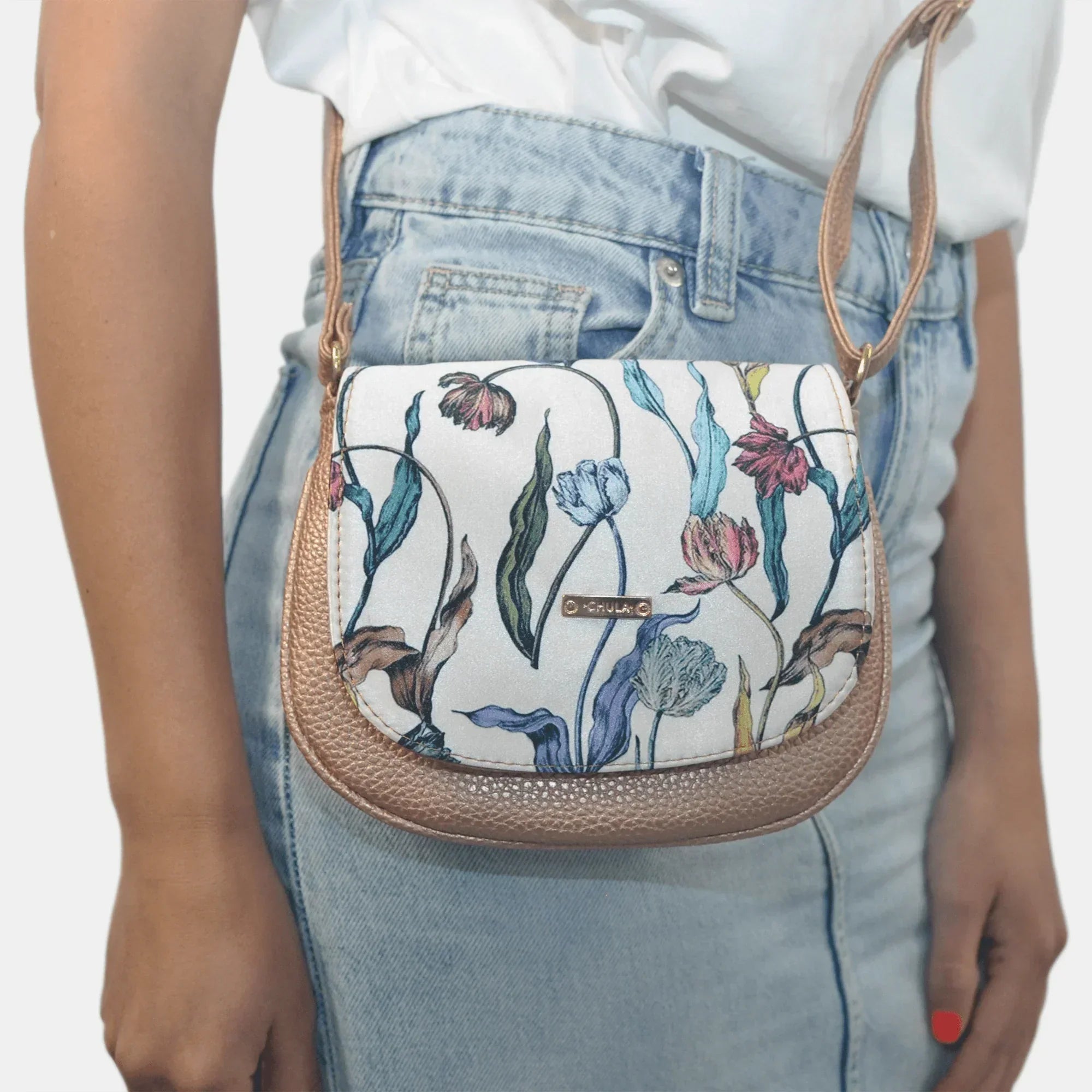 Bolso bandolera pequeño de mujer Iris Flores Peonia | CHULA Tulum