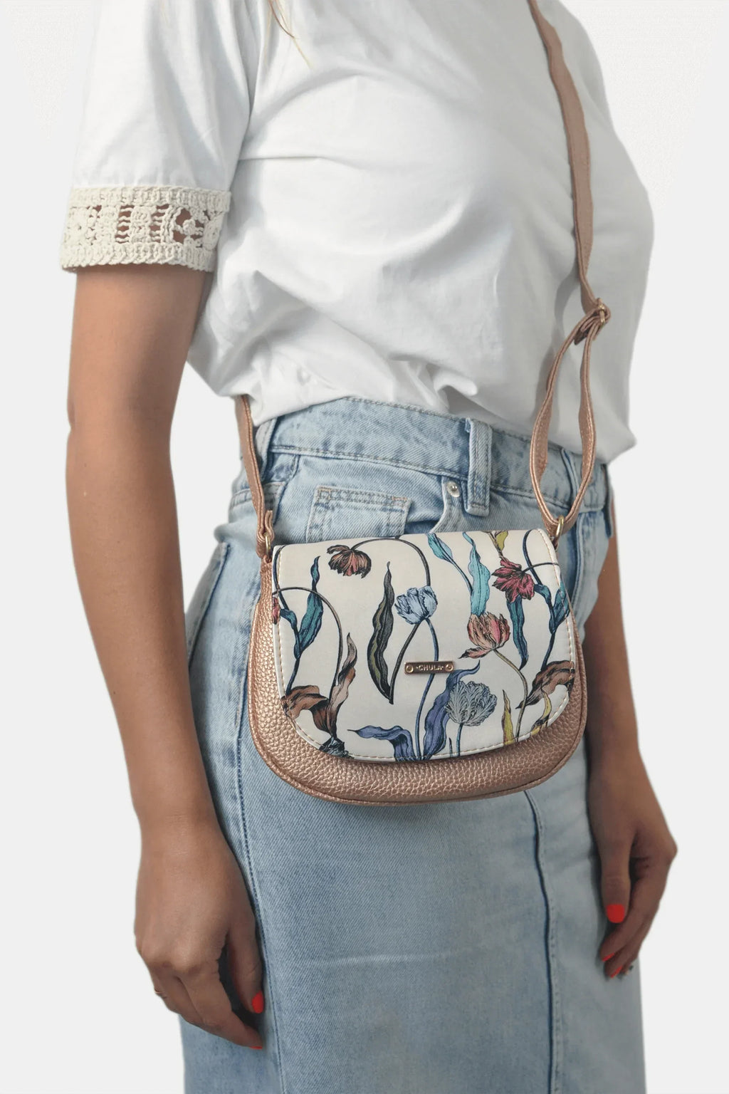 Bolso bandolera pequeño de mujer Iris Flores Peonia | CHULA Tulum
