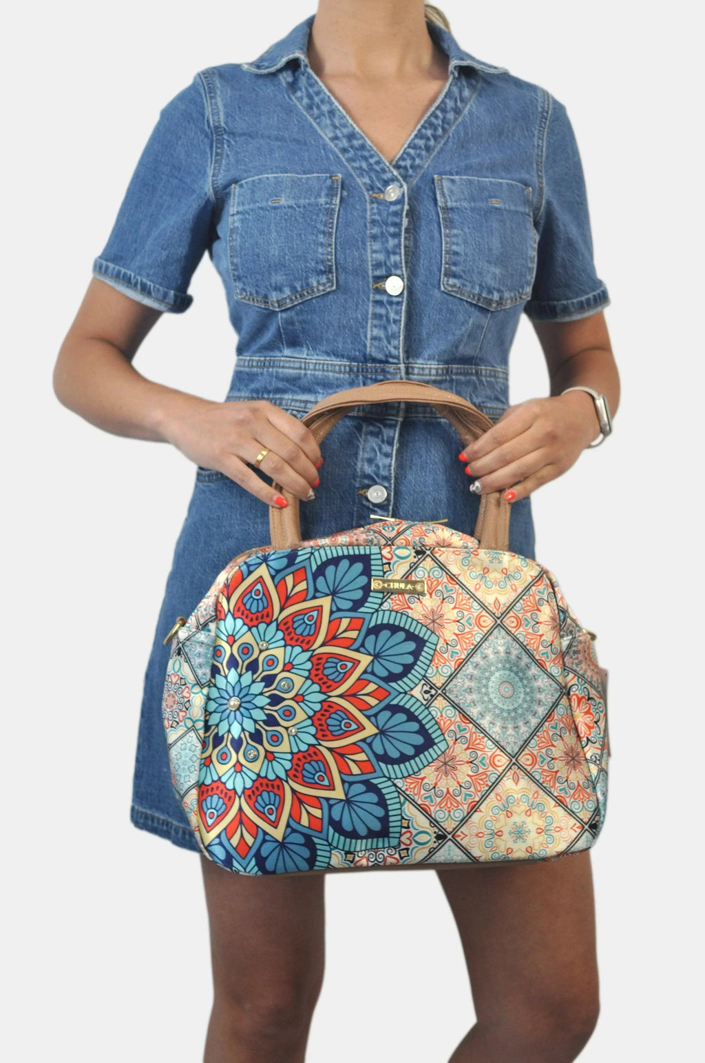 Bolso de hombro y bandolera grande Ana Mandala Turquesa | CHULA Tulum