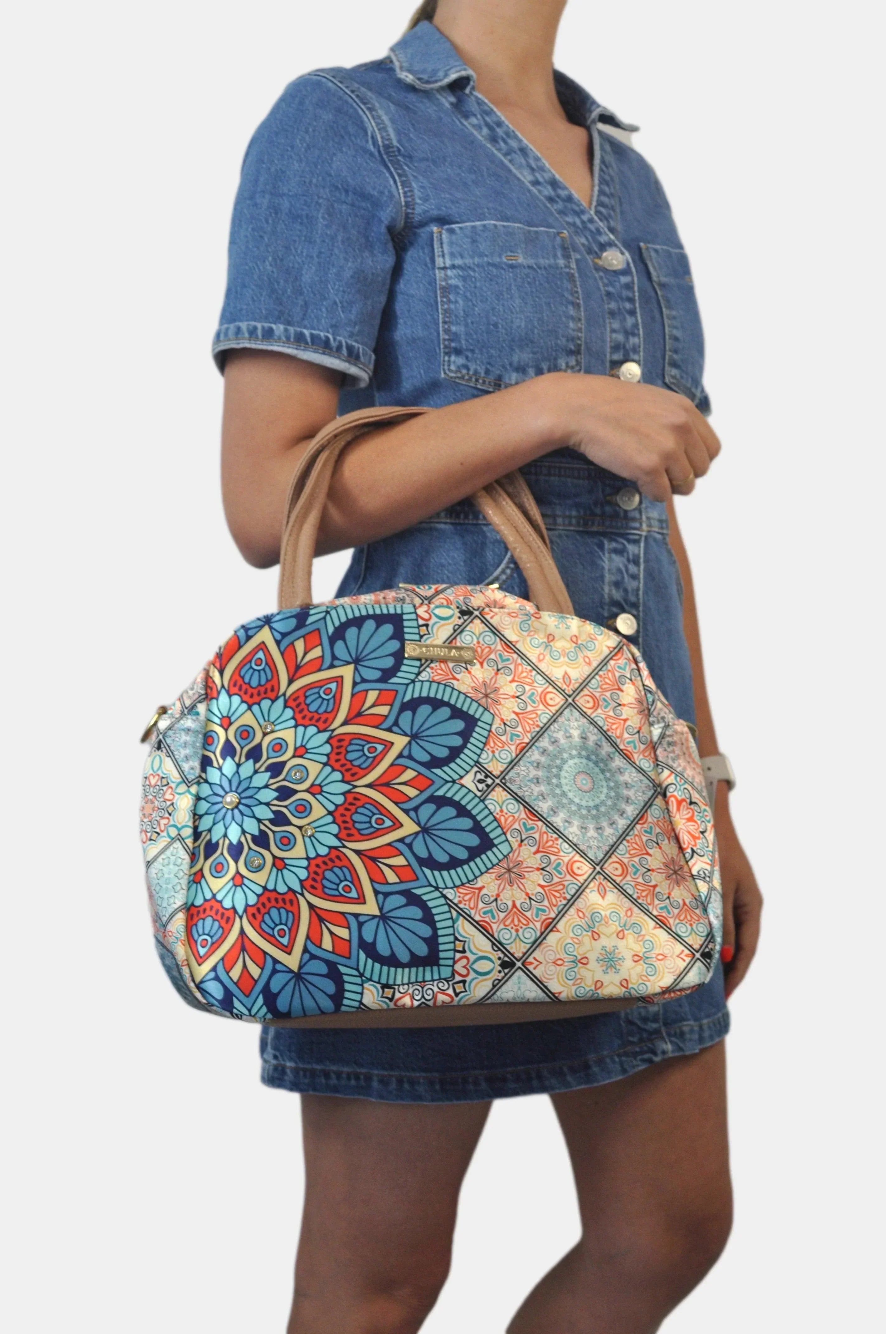 Bolso de hombro y bandolera grande Ana Mandala Turquesa | CHULA Tulum